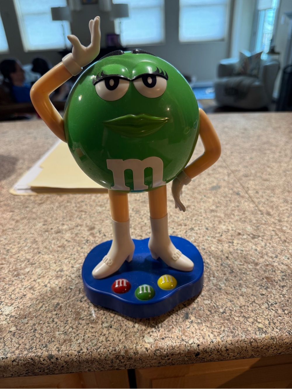 M&M'S Green Female Character Figurine with Blue Base
